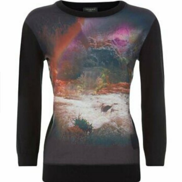 Ted Baker Bracha Waterfall black sweater top blouse size 2 nwot - Picture 8 of 14